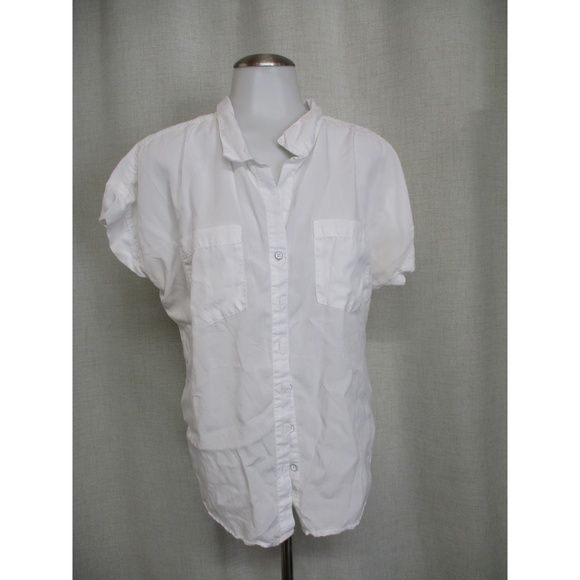 HARPER White Loose Fit Two Chest Pockets Short Sleeve Shirt blouse top M  LW - Picture 1 of 6